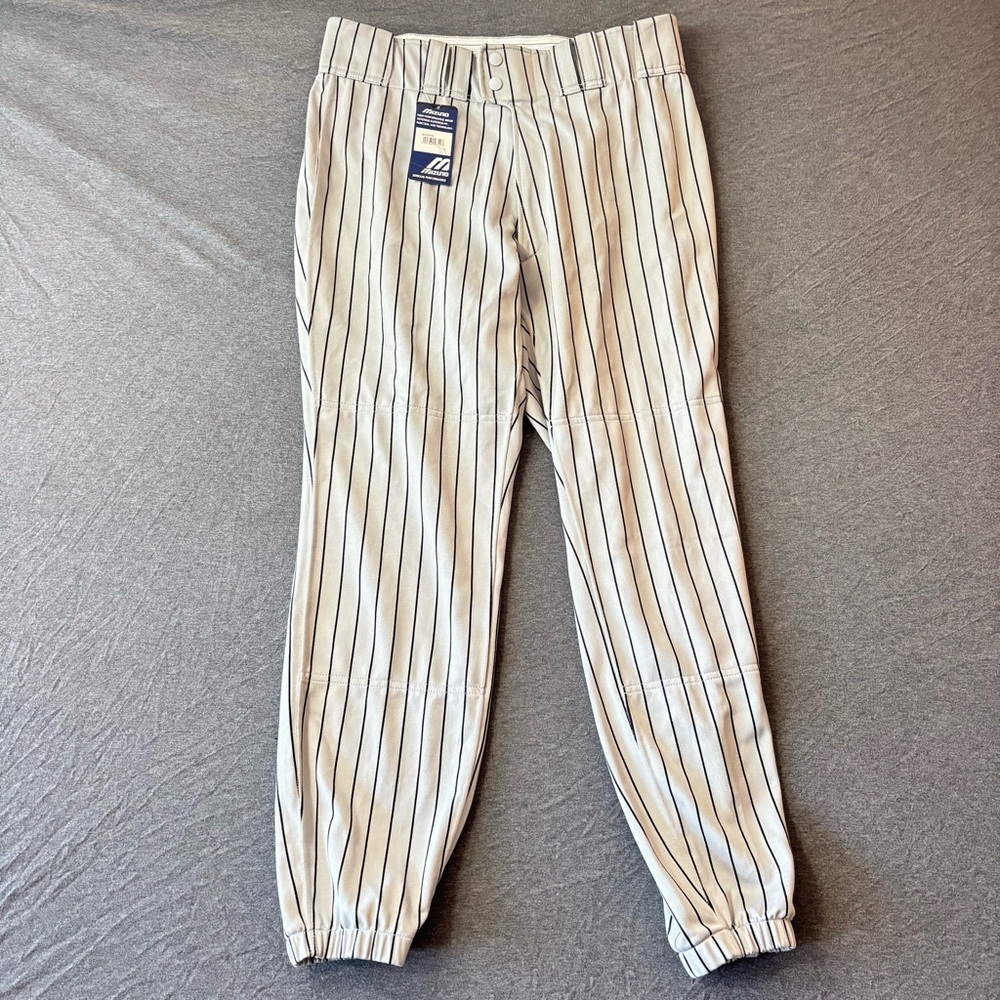 Mizuno Mens Pinstripe Baseball Pants‎ Grey Black Size 34-36 L New NWT RN 89730